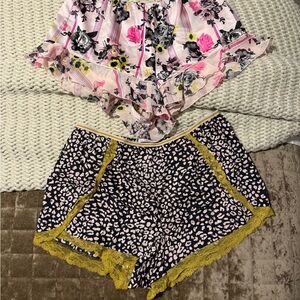 Victoria's Secret Pink and Black Floral Leopard Sleep Shorts